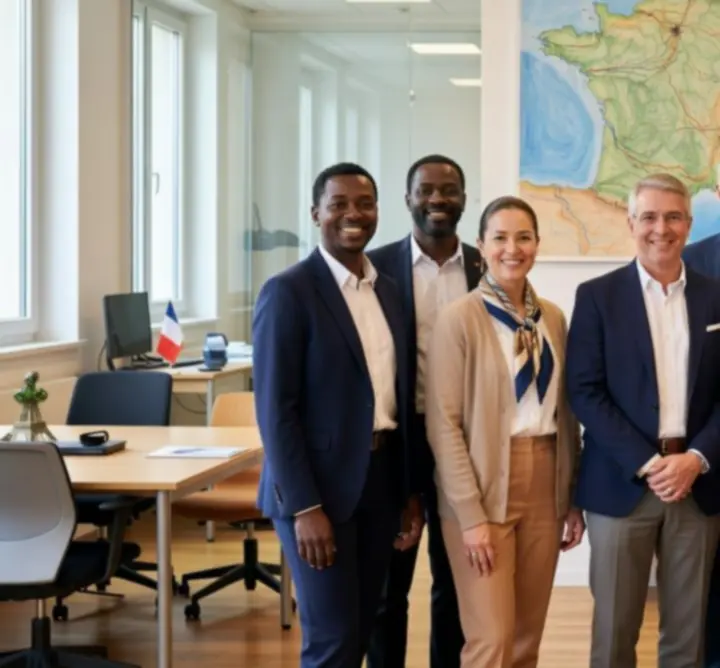 Groupe d'enseignants de français souriants